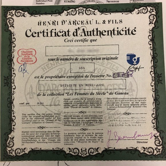 1965 Ganeau's Women of the Century Porcelian COA - Picture 7 of 8